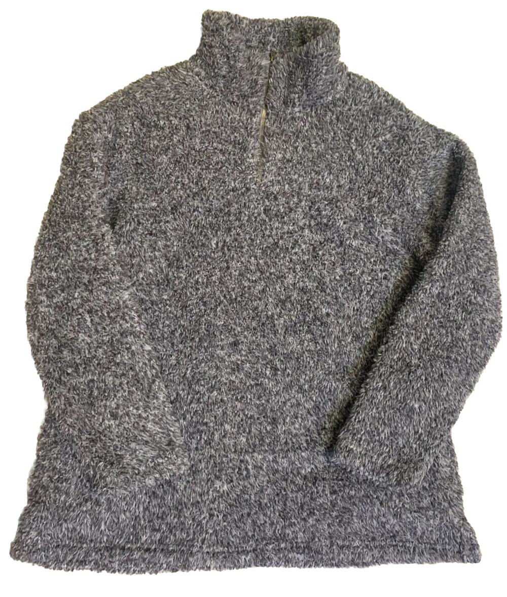 Roolee Fuzzy Womens Fleece Sweatshirt Size Large Grey 1/4 Zip Pullover Athletic